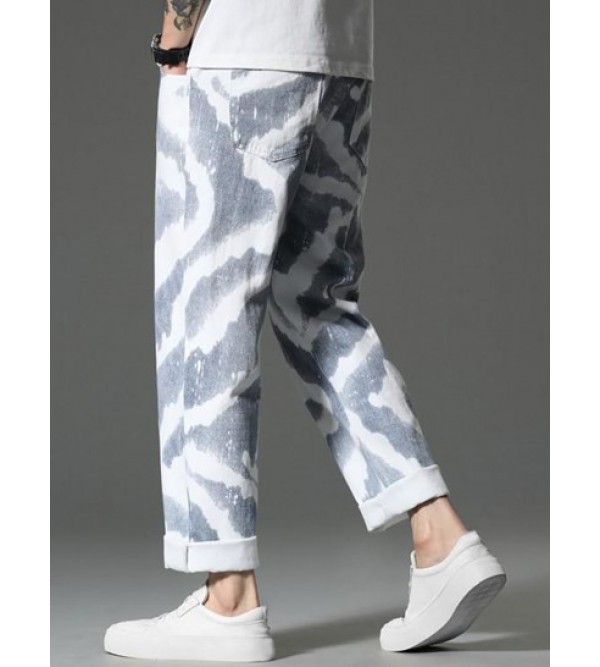 Bleach Wash Wide Leg Jeans