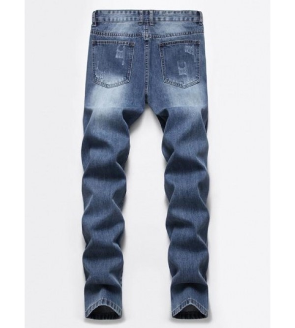 Destroyed Ripped Button Fly Skinny Jeans