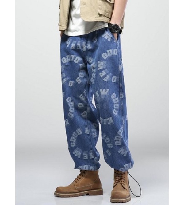 Letters Print Joggers Jeans