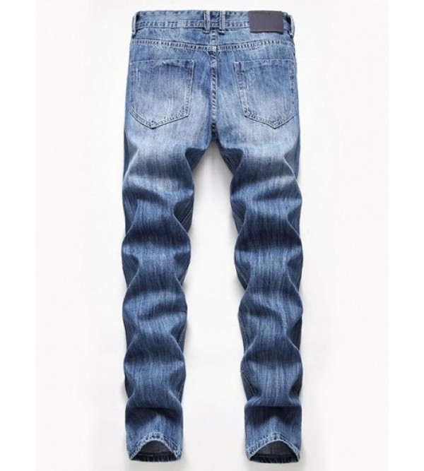 Contrasting Trim Scratch Jeans