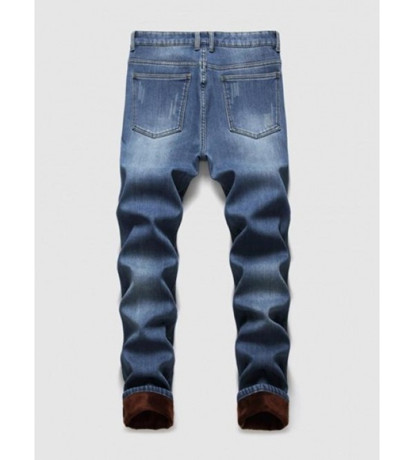 Faux Fur Lined Scratch Warm Jeans