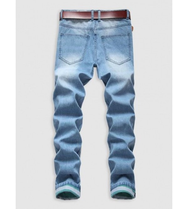 Colored Ripped Faded Zipper Fly Jeans