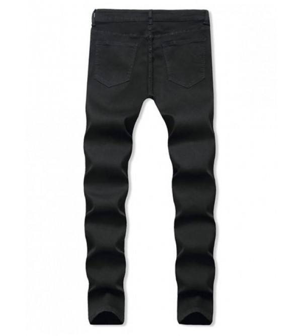 Rose Floral Embroidered Ripped Design Skinny Jeans