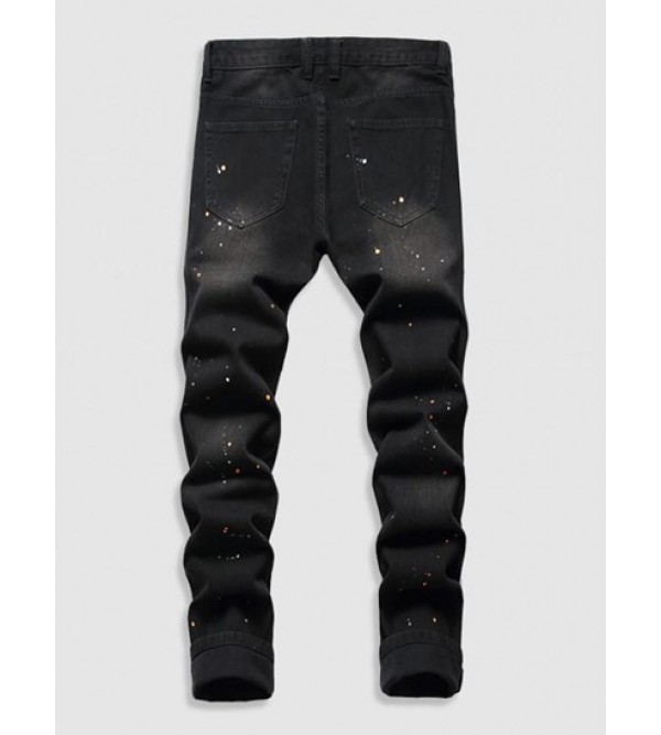 Frayed Splatter Drippy Jeans