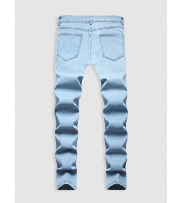 Light Wash Ripped Detail Casual Jeans