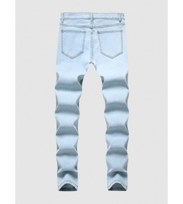 Zipper Fly Frayed Jeans