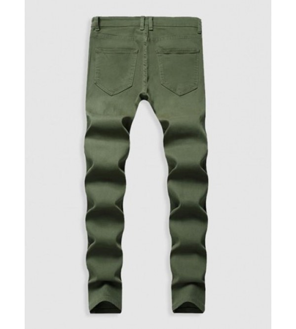 Casual Ripped Button Zipper Jeans