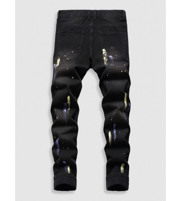 Splatter Ripped Drippy Jeans