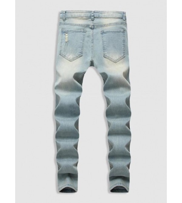 Faded Ripped Casual Pockets Jeans