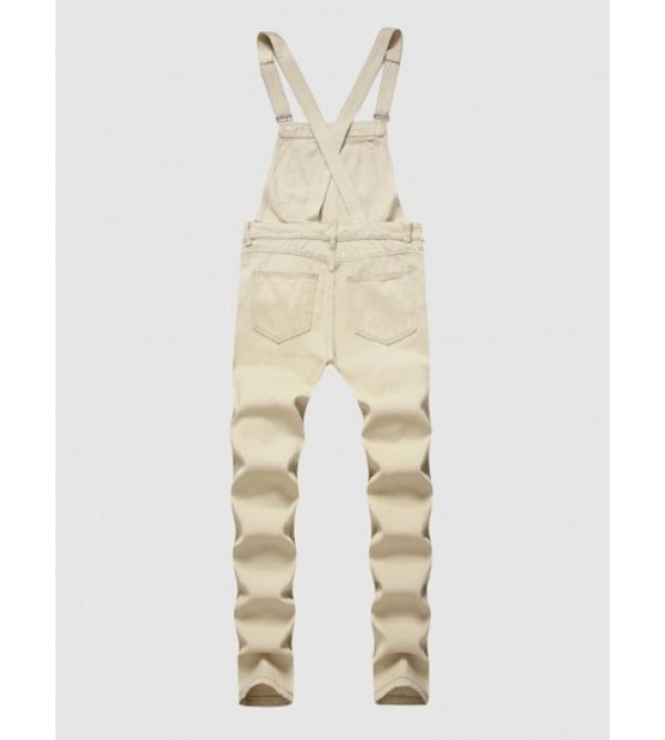 Kangaroo Pocket Solid Color Denim Jumpsuit