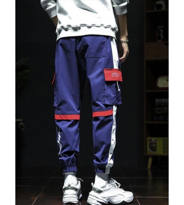 Colorblock Flap 3D Pocket Cargo Beam Feet Pants