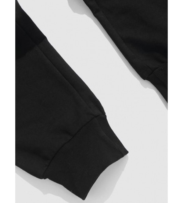 Letter And Rose Graphic Printed Drawstring Sweatpants