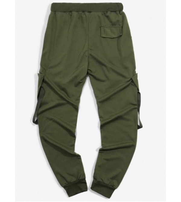Ribbon Pockets Long Elastic Sport Cargo Techwear Pants