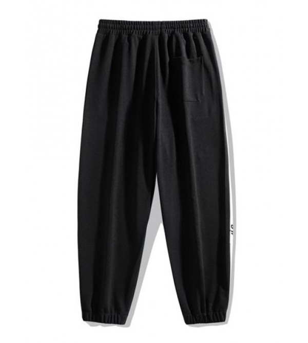 Letter Pintuck Drawstring Jogger Pants