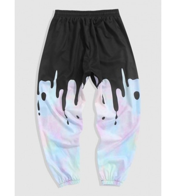 Tie Dye Print Casual Pocket Beam Feet Pants