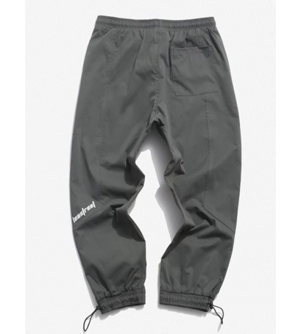 Letters Print Toggle Drawstring Cropped Casual Pants