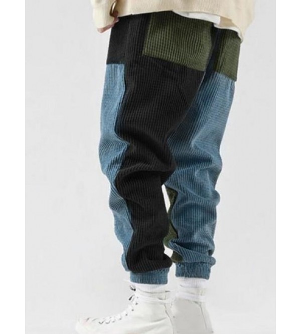 Colorblock Corduroy Jogger Pants