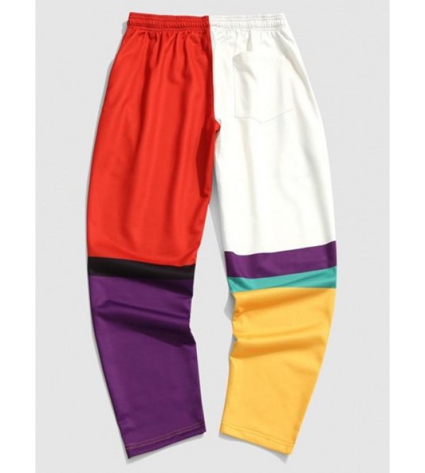 Colorblock Patchwork Casual Pants