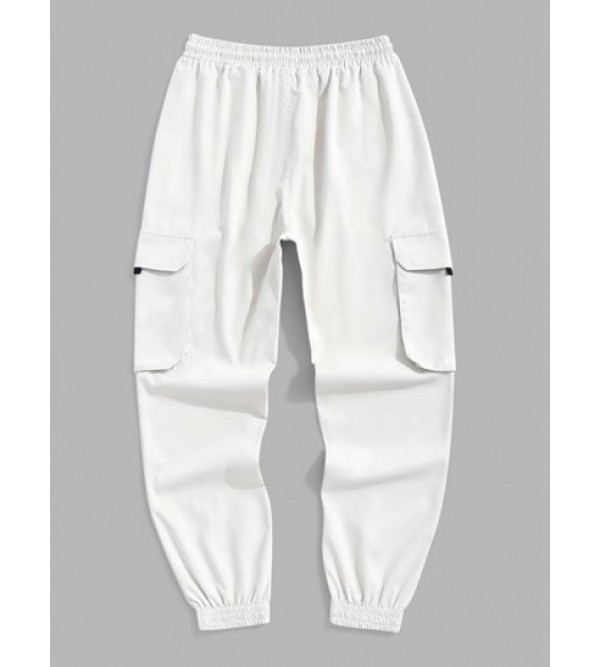 Multi Pockets Solid Color Drawstring Jogger Cargo Pants