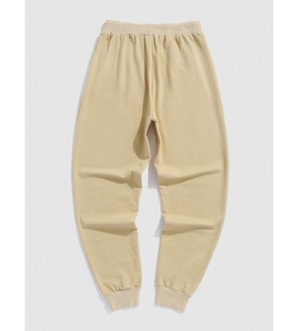 Japanese And Rose Printed Drawstring Jogger Pants