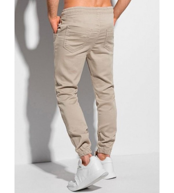 Solid Color Drawstring Multi-pocket Cargo Jogger Pants