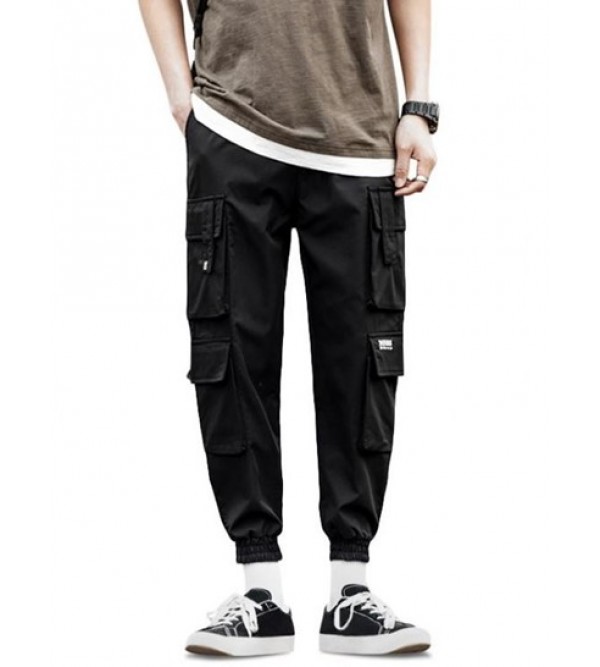 Multi Flap Pockets Drawstring Cargo Jogger Techwear Pants