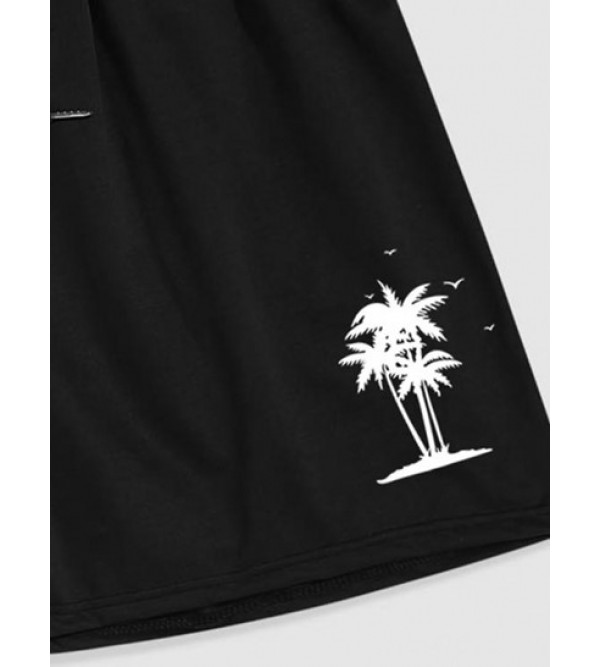 Japanese Character Coconut Palm Graphic Shorts