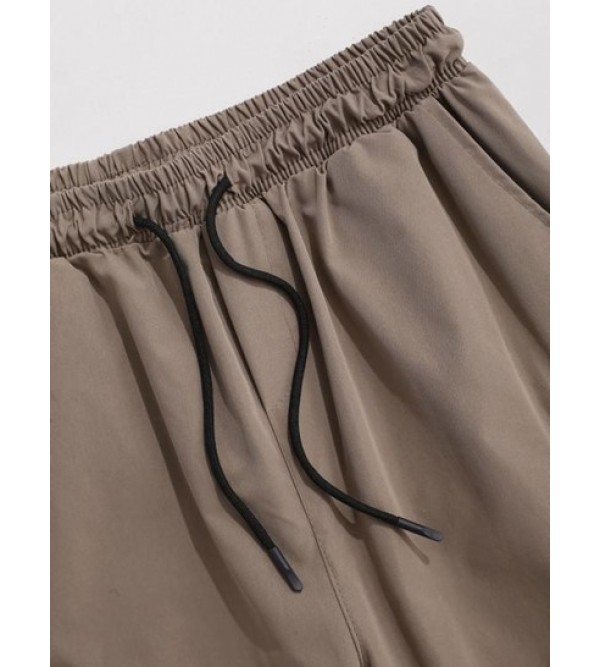 Streetwear Multi-Pocket Strap Drawstring Cargo Shorts