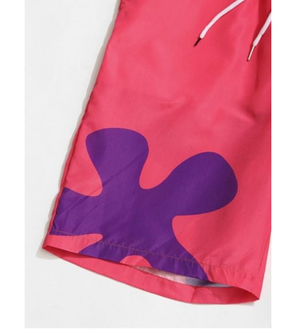 Floral Print Drawstring Board Shorts