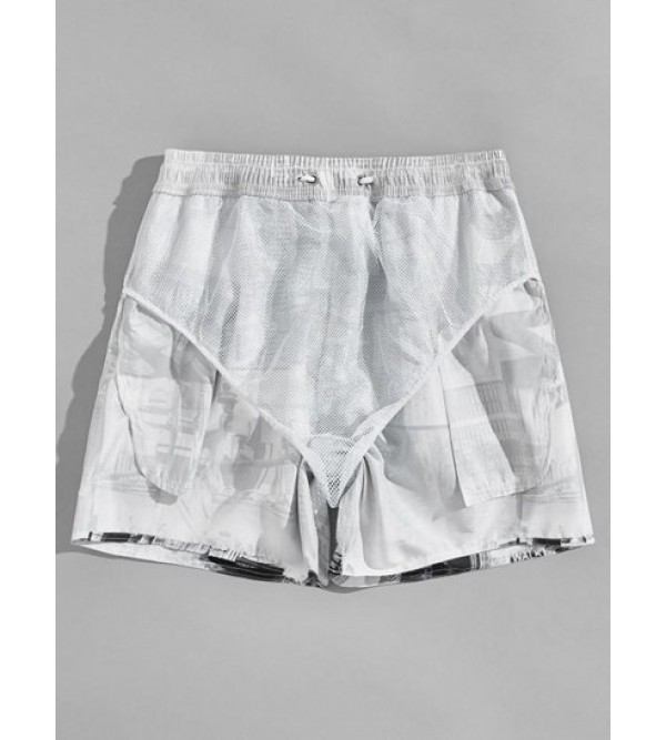 Architecture And Liberty Pockets Print Shorts