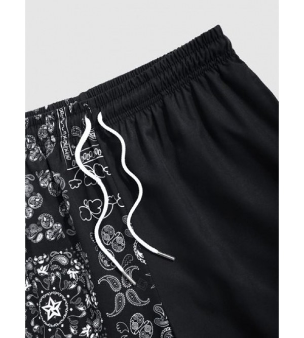 Japanese And Paisley Pattern Drawstring Beach Shorts