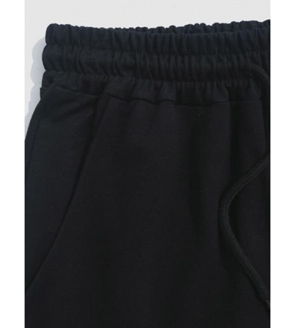 LOS ANGELES Letter Printed Drawstring Shorts