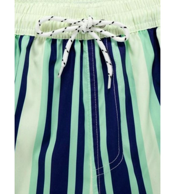 Vertical Stripe Print Casual Pocket Beach Shorts