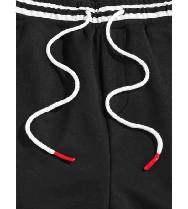 Streetwear Pure Color Drawstring Sweat Shorts