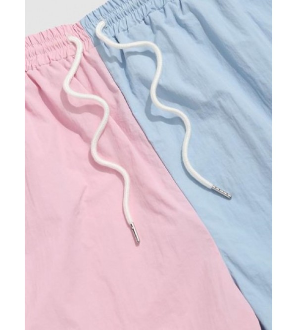 Two-tone Drawstring Casual Shorts