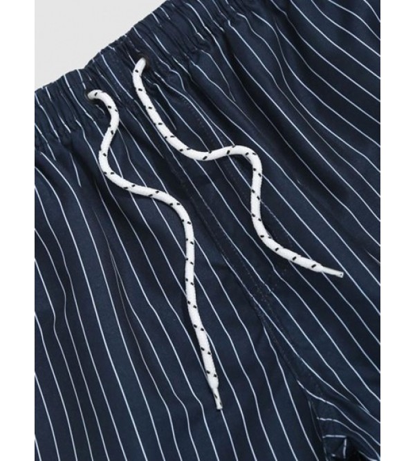Pinstripe Pocket Drawstring Shorts
