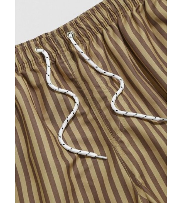 Striped Casual Drawstring Beach Shorts