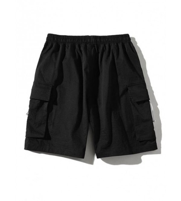 Streetwear Drawstring Letter Print Pocket Cargo Shorts