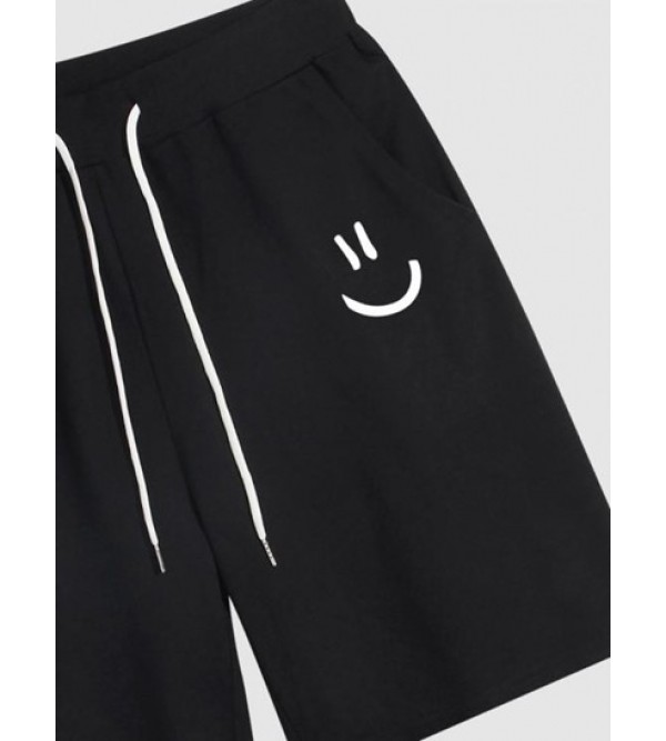 Smile Face Graphic Streetwear Cotton Sweat Shorts