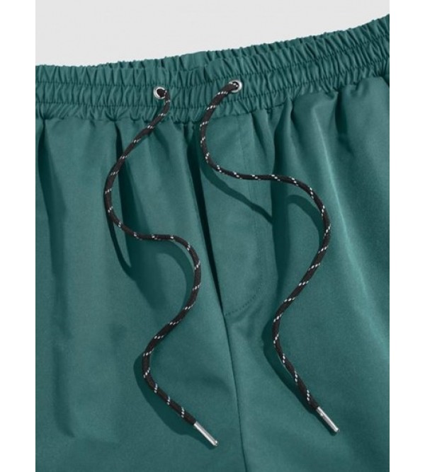 Label Design Solid Color Drawstring Shorts