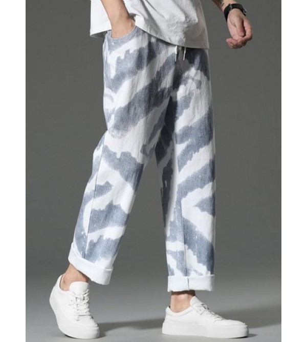 Bleach Wash Wide Leg Jeans