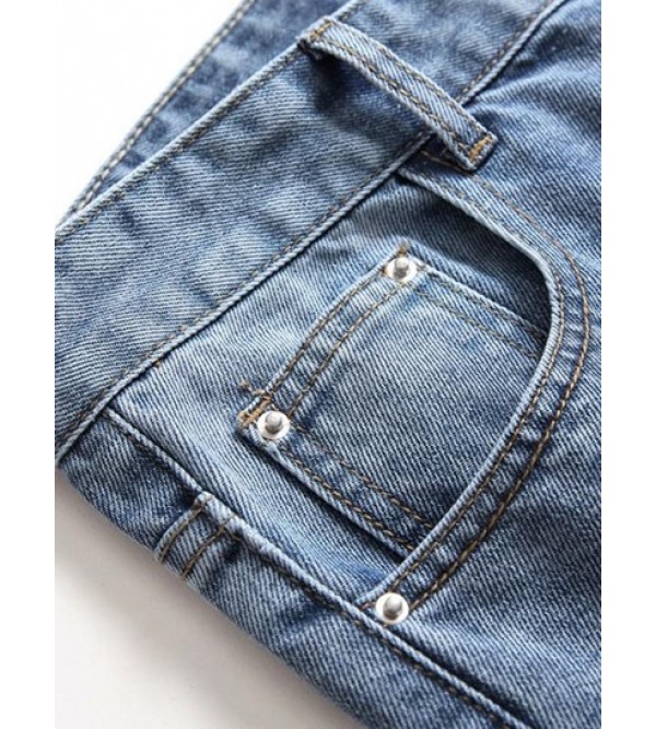 Destroyed Ripped Button Fly Skinny Jeans