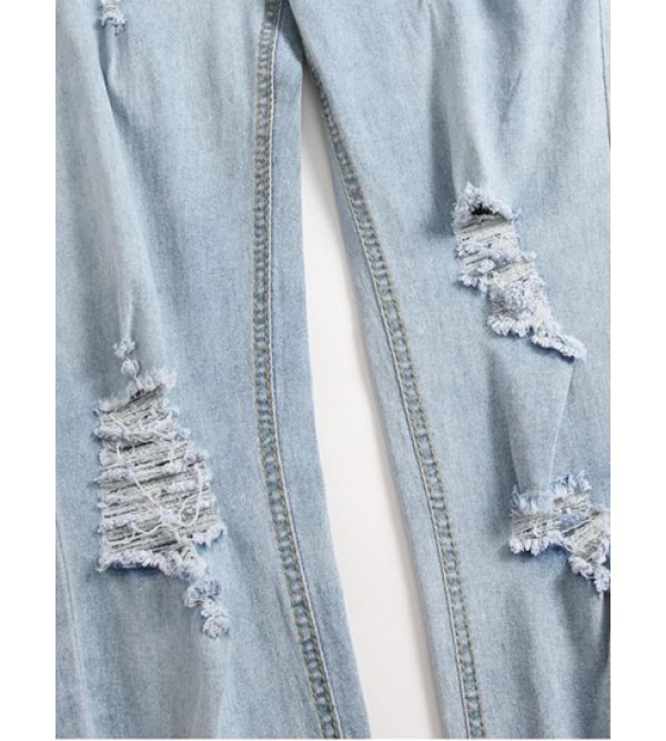 Ripped Light Wash Distressed Decoration Casual Jeans