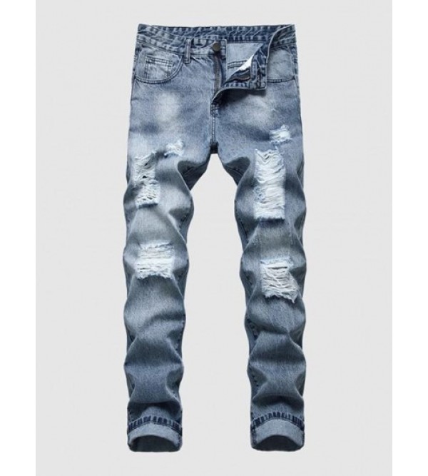 Zip Fly Ripped Jeans