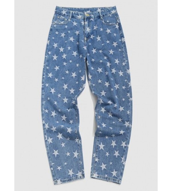 Stars Print Tapered Jeans