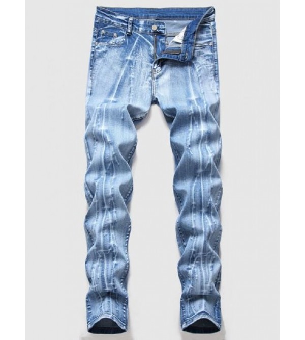 Branch Pattern Light Wash Jeans