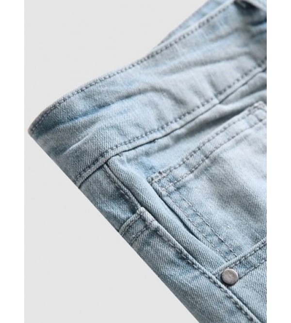 Ripped Rose Embroidery Zipper Fly Jeans