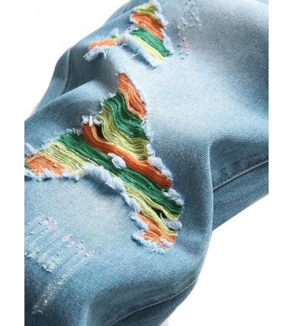 Colorful Shredded Ripped Skinny Jeans