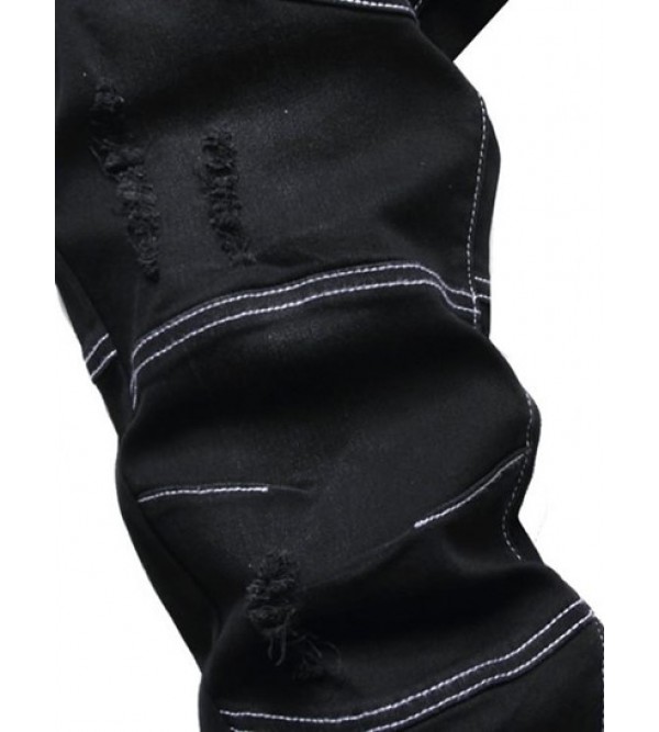 Stitching Ripped Jeans