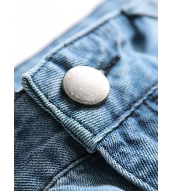 Colored Ripped Faded Zipper Fly Jeans